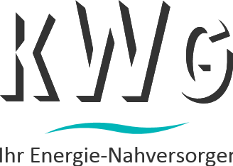 KWVG logo, the energy supplier's branding features stylized letters and a wave.