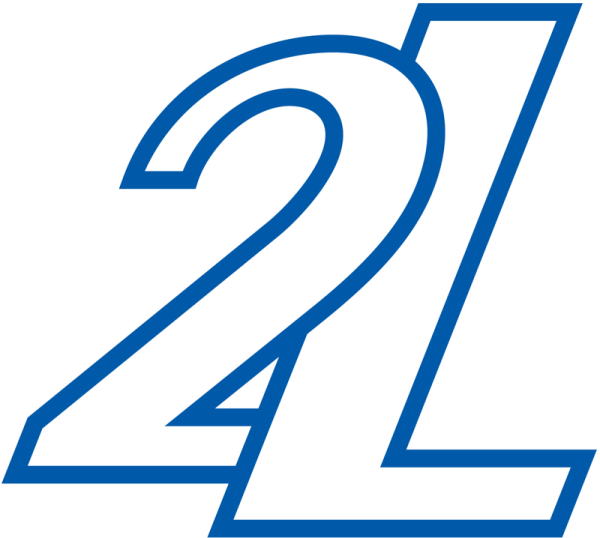 The image shows the number 21 in a bold, blue, stylized font.