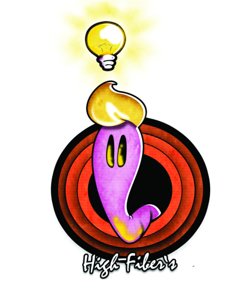 High Fiber Productions logo featuring a cartoon ghost with a lightbulb.