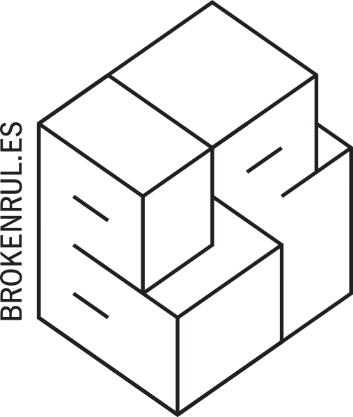 An impossible cube optical illusion with the text BROKENRULES.ES, illustrating critical thinking and business reviews.