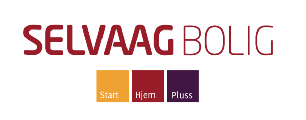 Selvaag Bolig website header shows navigation buttons for 'Start', 'Hjem', and 'Pluss' as seen on a real estate site.